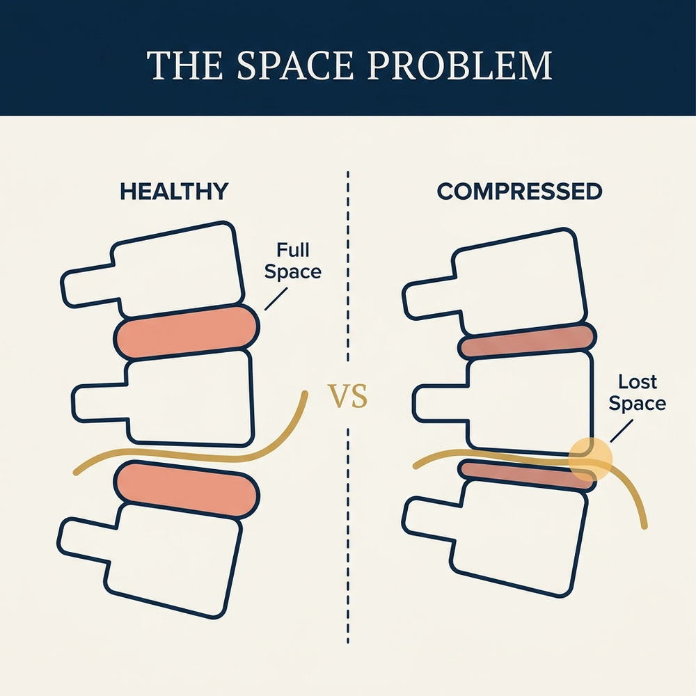 Healthy disc vs. compressed disc